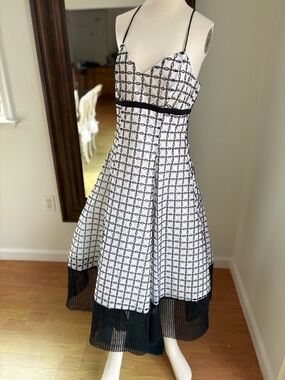 Black & White Patterned Fit-and-Flare Dress